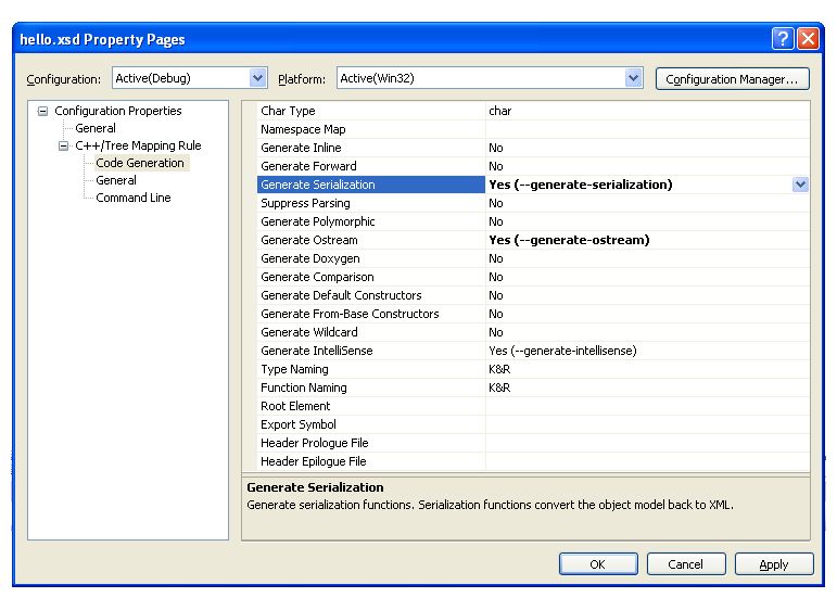 Visual Studio 8.0 C++/Tree mapping rule screenshot